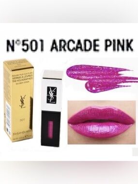 Rare! YSL The Holographics Lip Stain 501 ARCADE PINK 6mL - New in box!